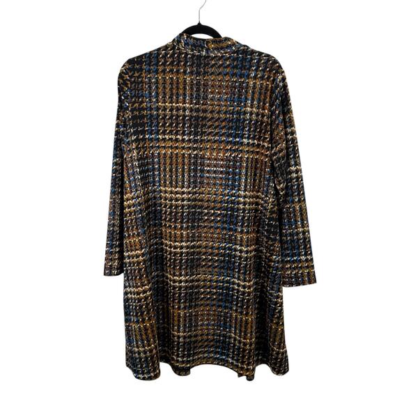 Susan Graver Liquid Knit Long Line Cardigan Sweater Houndstooth Womens Plus 1x - Picture 6 of 6